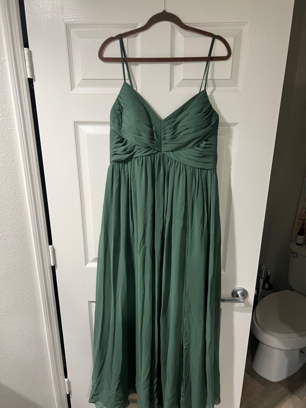 Azazie Sage Green Pleated Chiffon Bridesmaid Dress